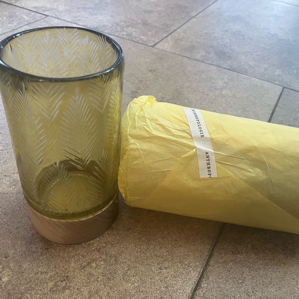 Yellow Chevron Glass Vase